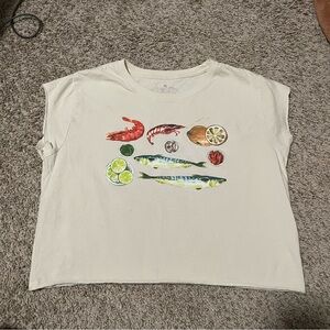 Graphic Crop Top - Cream